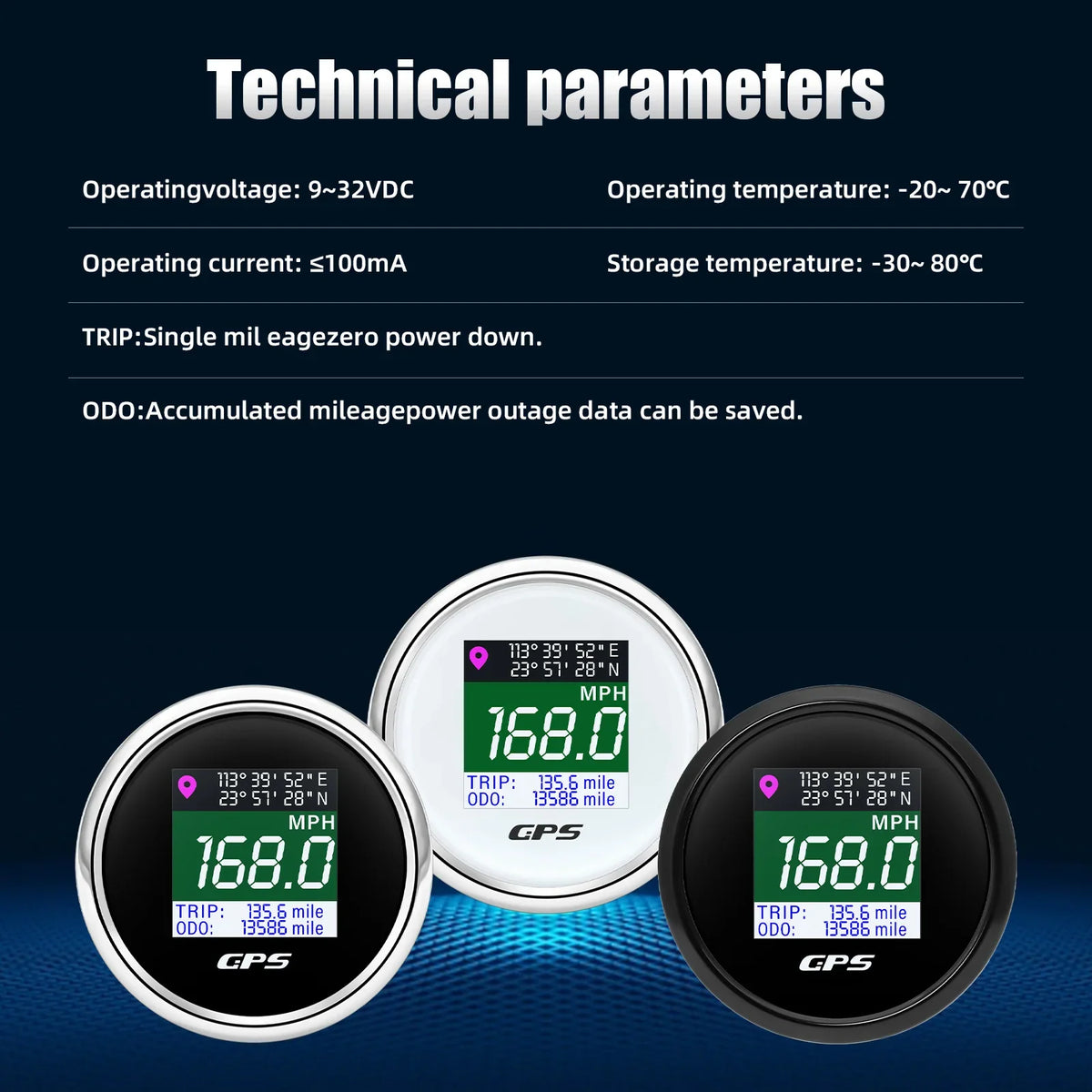 52mm GPS Speedometer Odometer | LCD Speed Gauge with GPS Antenna for Boat Car Motorcycle