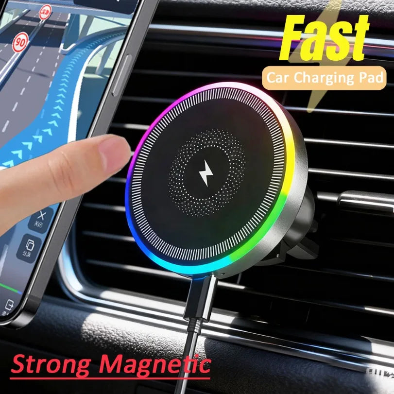 FAST RGB Light Car Magnetic Phone Holder | Wireless Charger for Magsafe iPhone