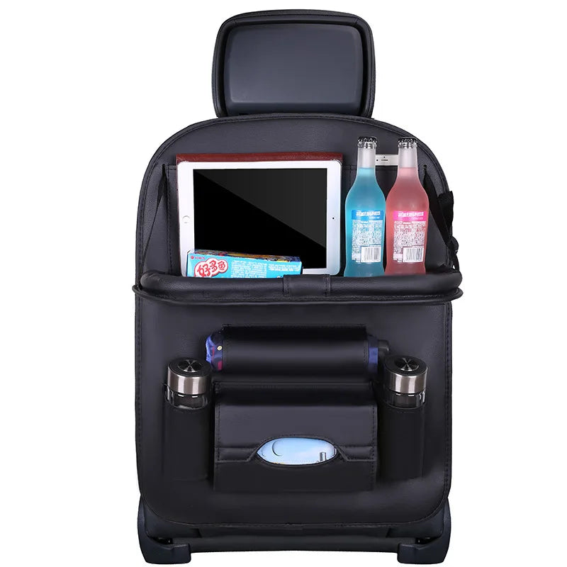 Car Seat Back Organizer with Foldable Table Tray