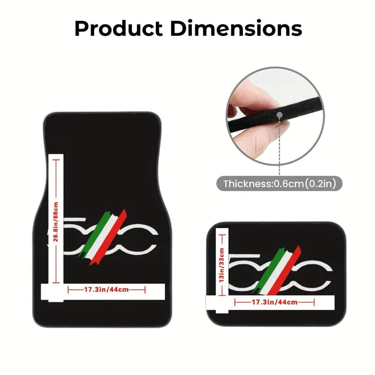 FIAT 500 Pattern Car Mats 4 Pcs
