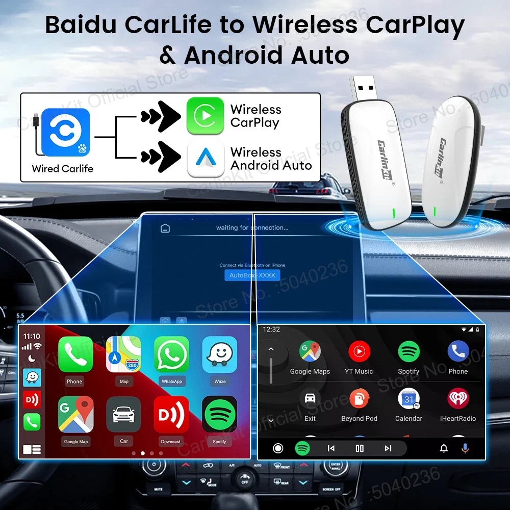Wireless CarPlay Android Auto Adapter for Factory Wired CarLife