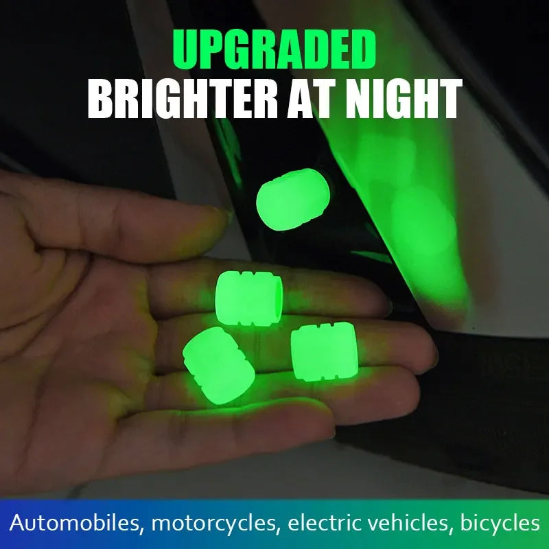 Glow-in-the-Dark Tire Valve Caps | Luminous Car Motorcycle Accessories