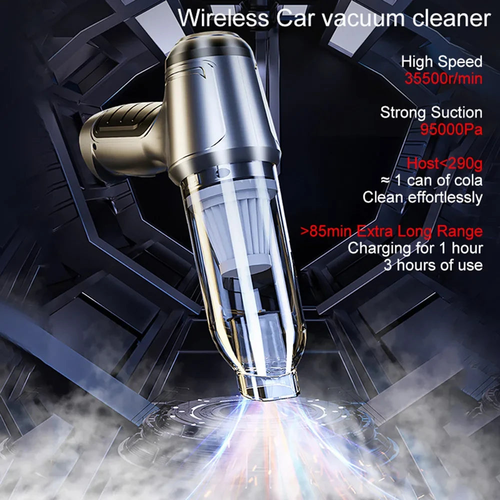 Wireless Car Vacuum Cleaner 95000PA | Cordless Handheld with Blower