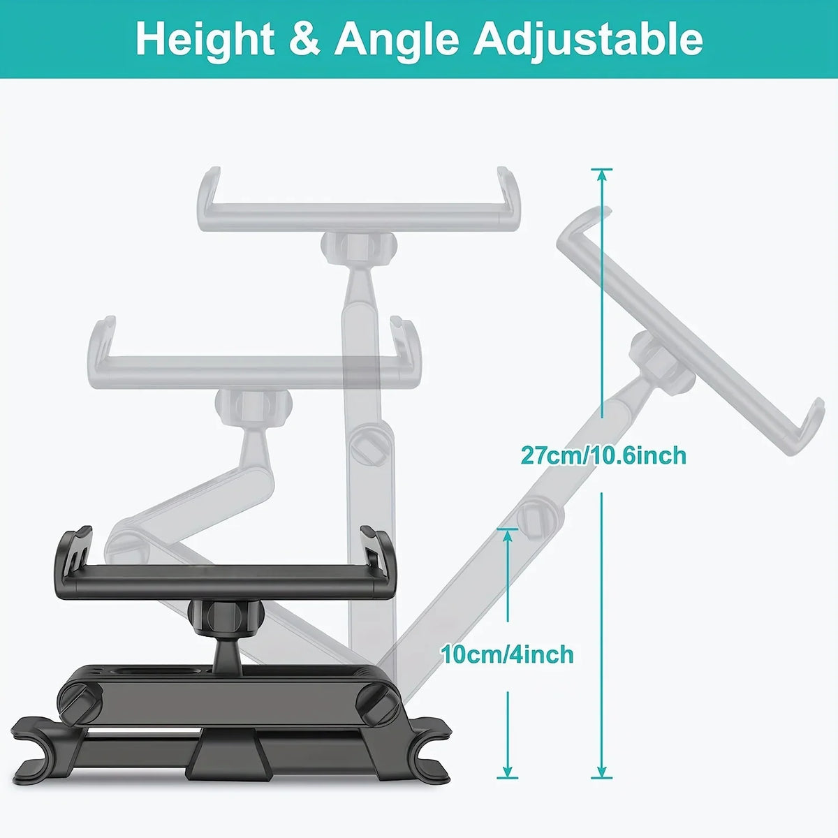 Universal Car Headrest Tablet Mount | Hands-Free Backseat Entertainment for iPads and Cell Phones