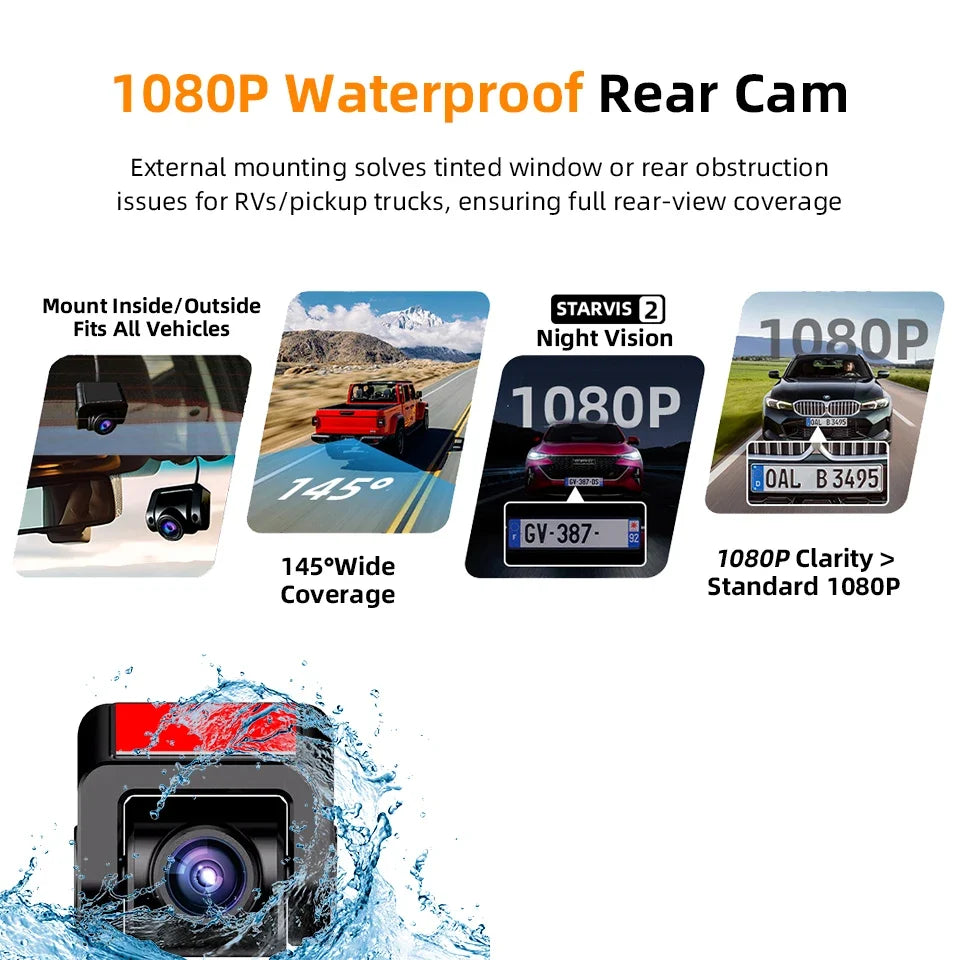 Acceo 4G LTE Car Dashcam with GPS Tracking | 2K Front and Rear Camera