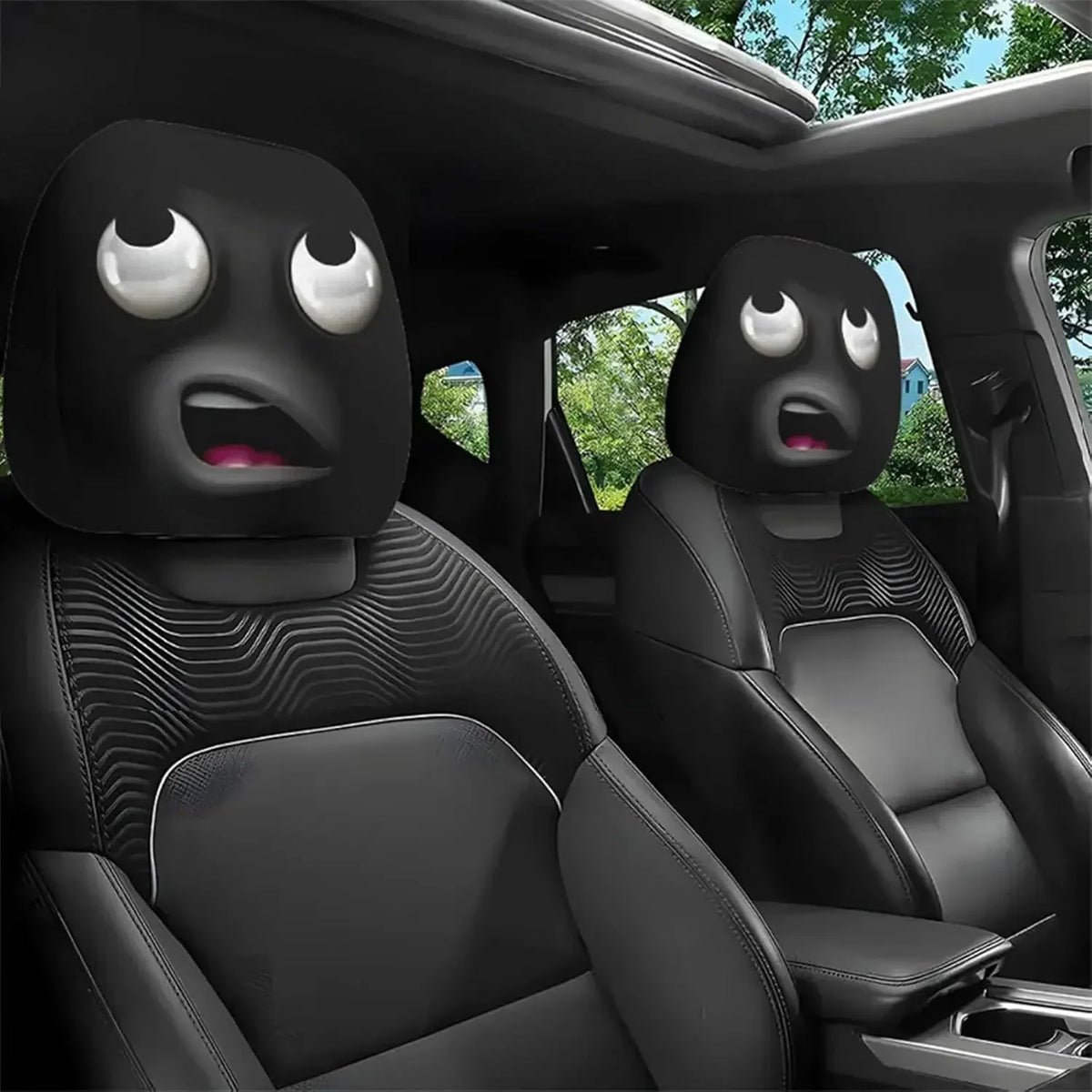 Cartoon Face Car Headrest Covers Set, 2 Pieces
