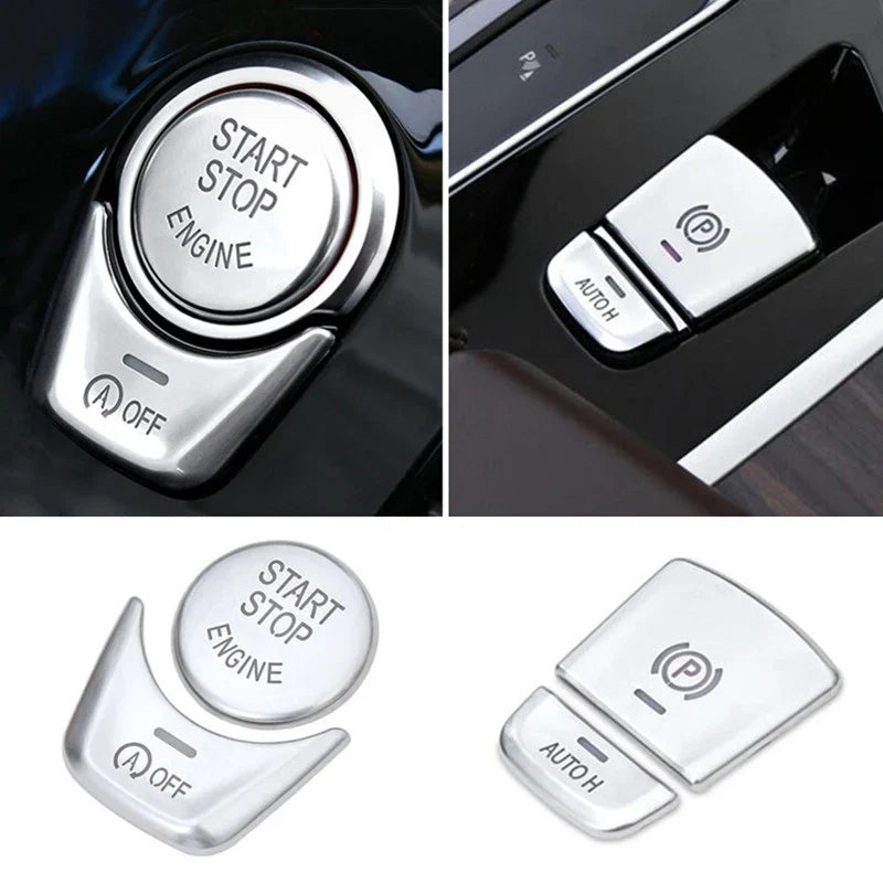 AggHSYJ Car Engine Stop Start Central Handbrake P Auto H Button Decorative Cover Trim For BMW 5 Series G30 X3 G01 X4 G02 GT6 Accessories