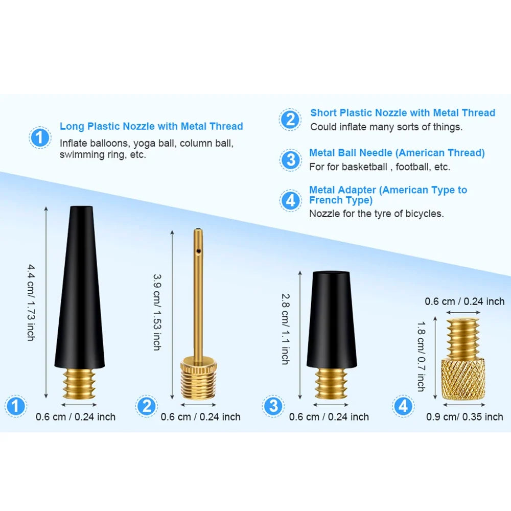 Tire Valve Adapter and Ball Pump Needle Inflation Kit