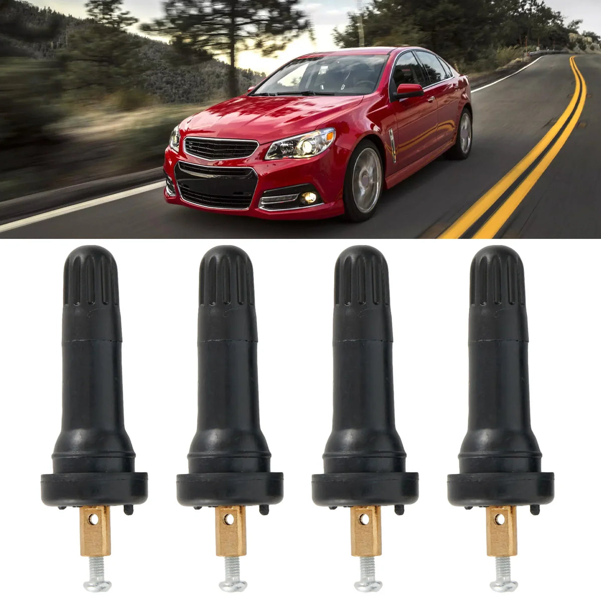 Snap-on 4Pcs Car Rubber Wheel Rim TPMS Tire Pressure Sensor Valve Stem For GMC Cadillac Chevy | Replacement TPMS Valve Stems