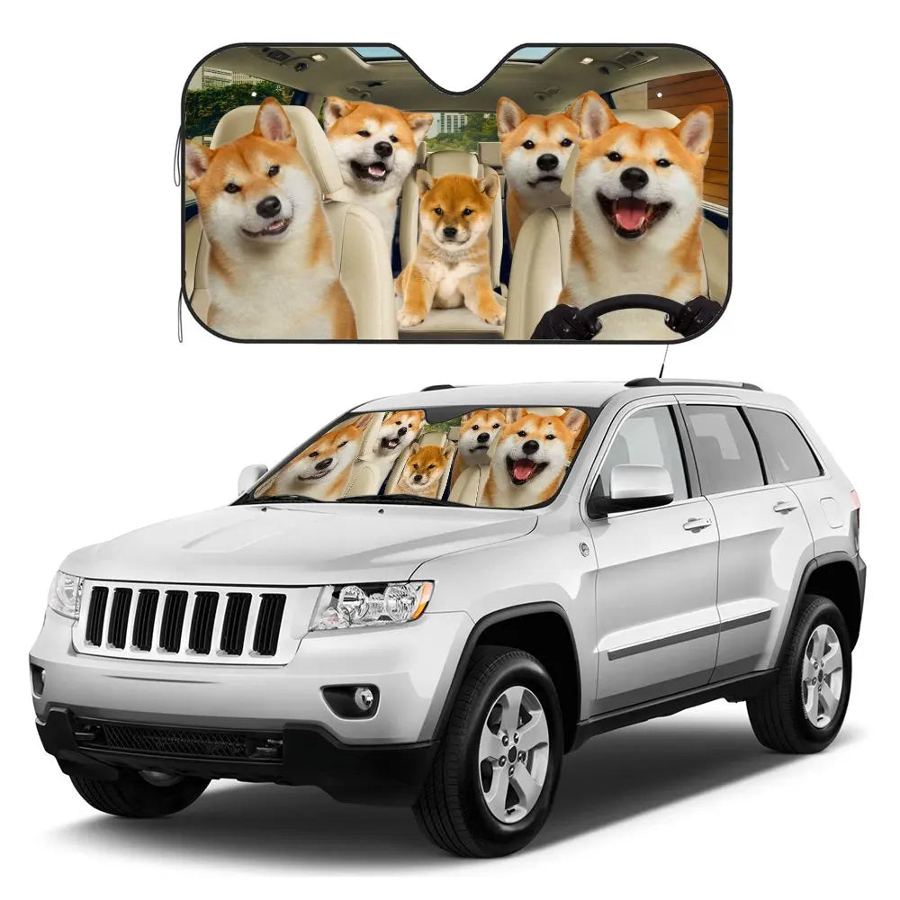 Shiba Inu Car Windshield Sun Shade, UV Blocking