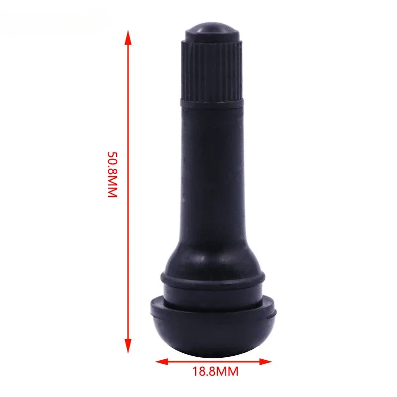 Black TR414 Tubeless Car Tire Valve Stems with Caps | Snap-in Rubber Tire Valve Stem Covers