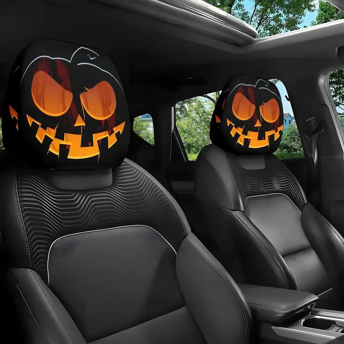 Cartoon Face Car Headrest Covers Set, 2 Pieces