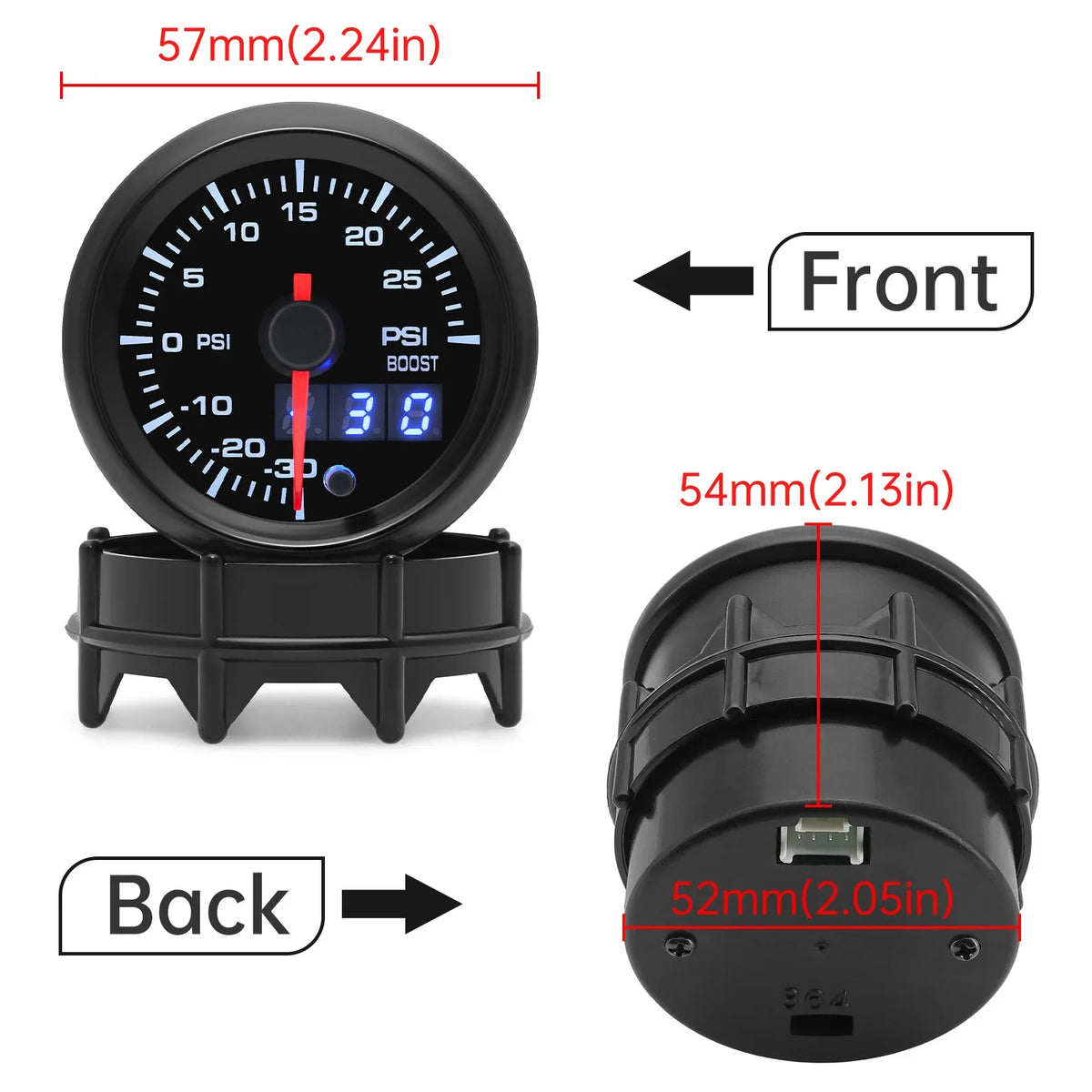New 52mm 7 Color LED Car Gauge Set | Universal 12V Gauge