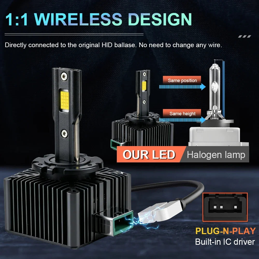 D1S D2S D3S D4S D8S LED Bulb | 180000LM CANBUS Error Free Direct Replacement Headlight