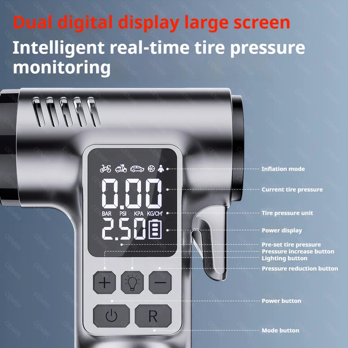 Wireless Car Tire Inflator | Portable Air Compressor with Emergency Tools