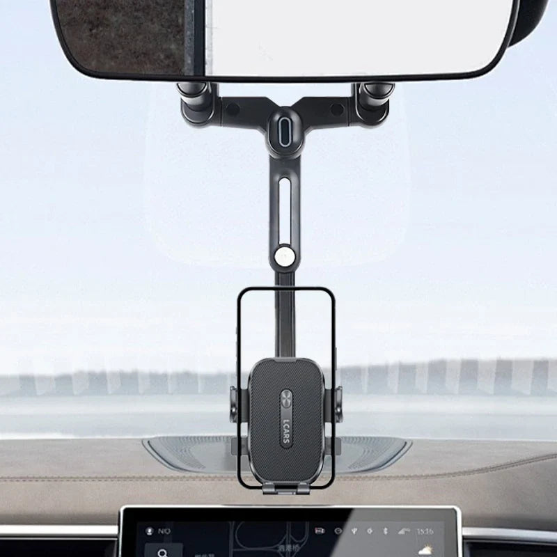 Rearview Mirror Phone Car Mount, Extendable 360-Degree Adjustable Bracket