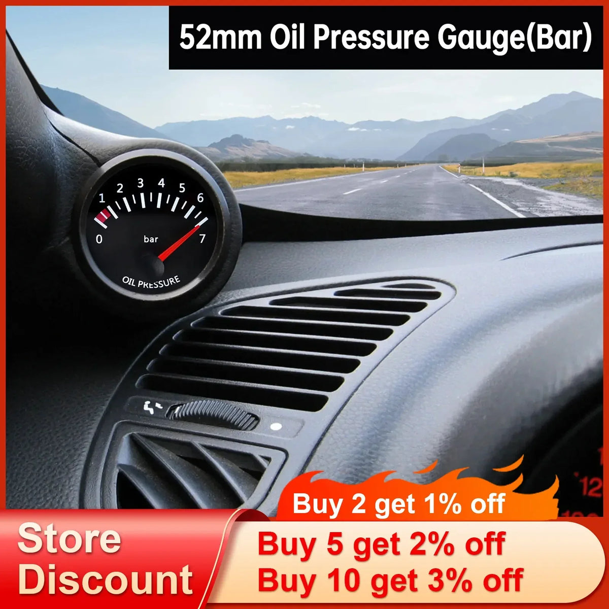 52mm Car Gauge Set | Water Temp Oil Temp Voltmeter Oil Pressure Boost Gauge