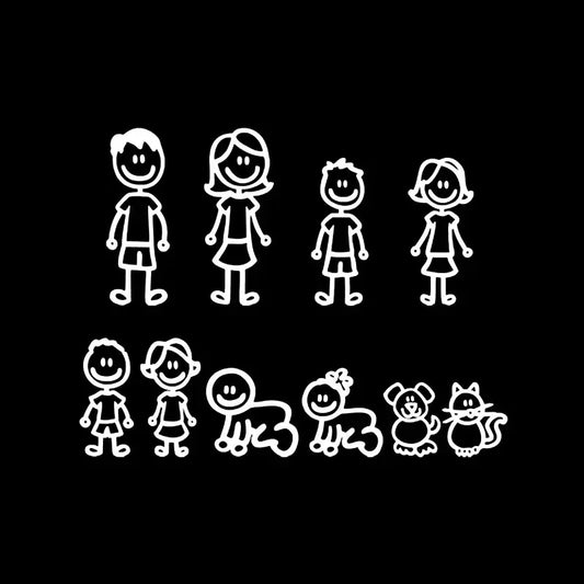 Cartoon Family Car Stickers PVC 20x15cm