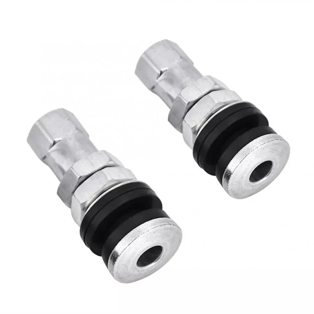 2 Pcs Silver Metal Car Tire Valve Short Stems | Tubeless Vacuum Replacement