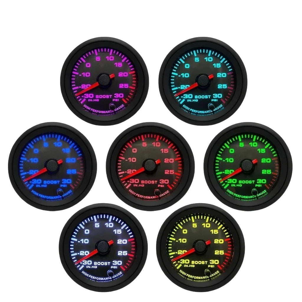 2" 52mm Car Boost Meter | Electronic Boost Gauge with 7-Color Backlight and Alarm
