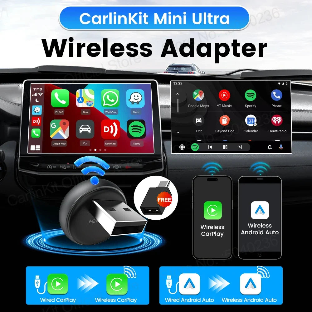 Carlinkit Mini Ultra Wireless CarPlay Adapter | 5.0 WiFi Bluetooth for OEM Cars