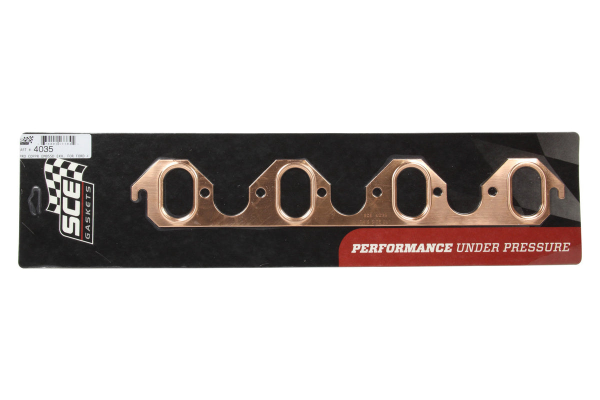 Sce Gaskets 429-460 Ford Oval Copper Embossed Exhaust Gasket - 4035