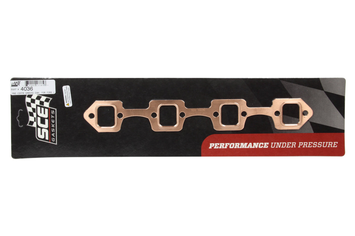 Sce Gaskets Ford Windsor Copper Embossed Exhaust Gasket - 4036