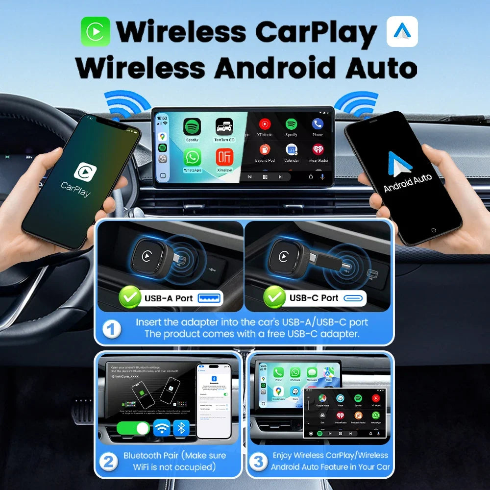 2026 Mini Ultra Wireless CarPlay Android Auto Adapter Box