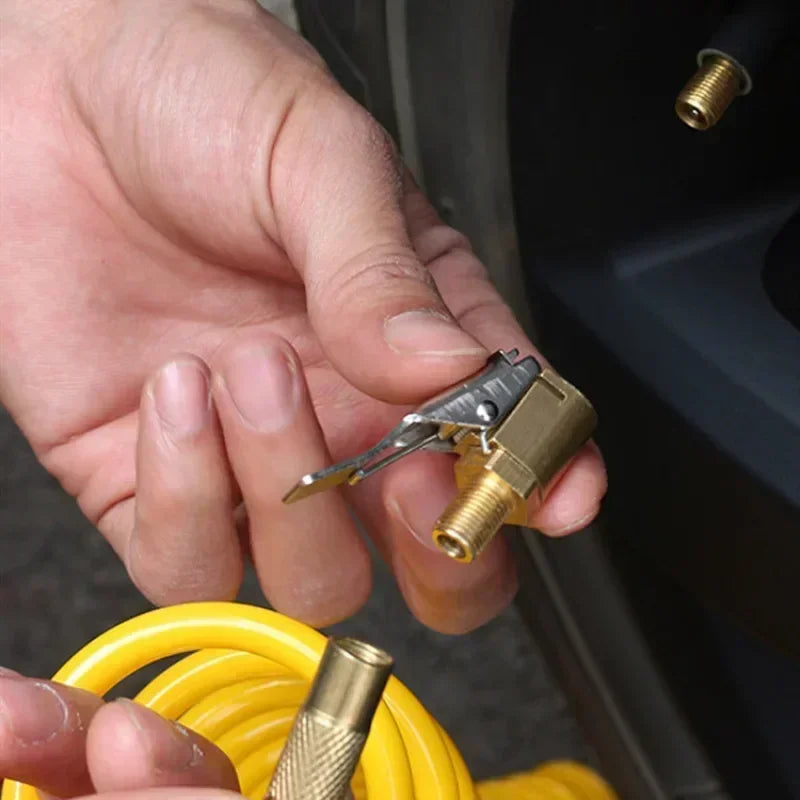 Portable Inflatable Pump Air Chuck | Clip-on Tire Valve Connector Adapter