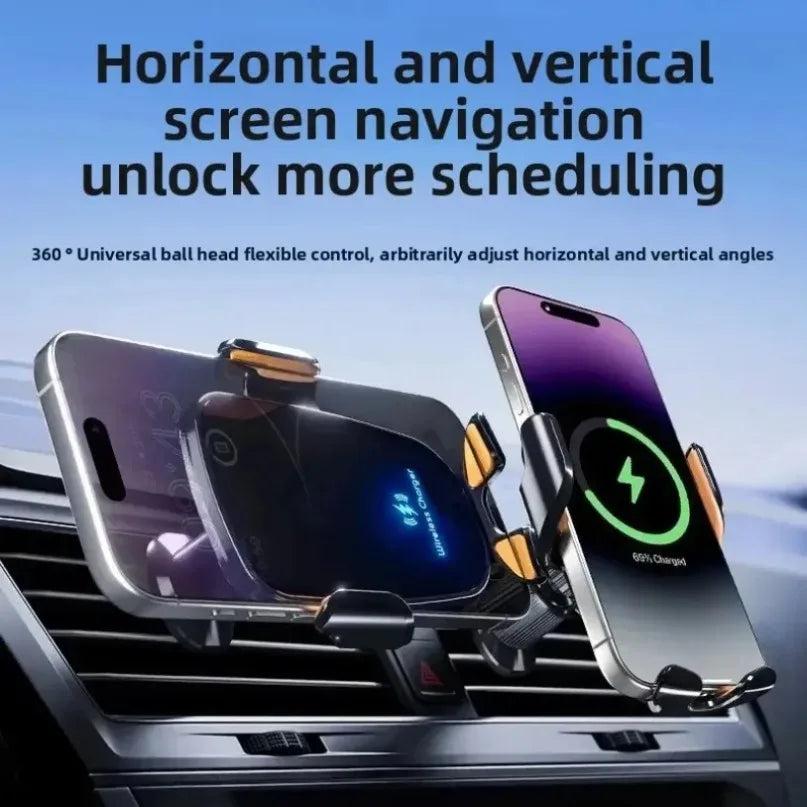 FAST 15W Car Wireless Charger | 360° Rotation Air Vent Phone Mount