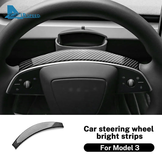 Airspeed ABS Carbon Fiber Steering Wheel Frame Cover For Tesla Model 3 Highland 2024 Model Y Juniper 2025 Trim Car Interior Accessories