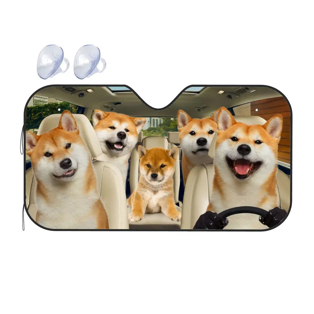 Shiba Inu Car Windshield Sun Shade, UV Blocking