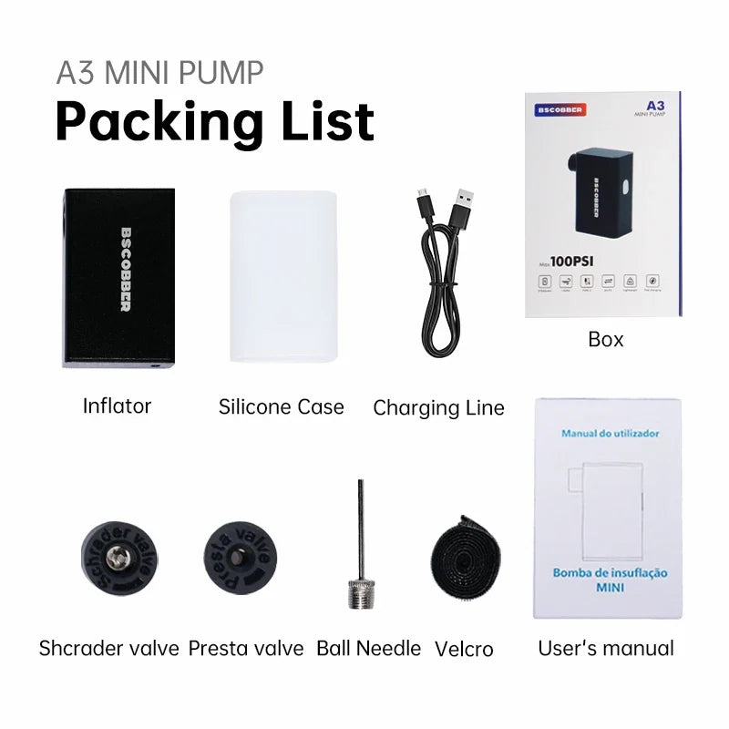 Portable Mini Bike Tire Pump | 100PSI Electric Air Compressor