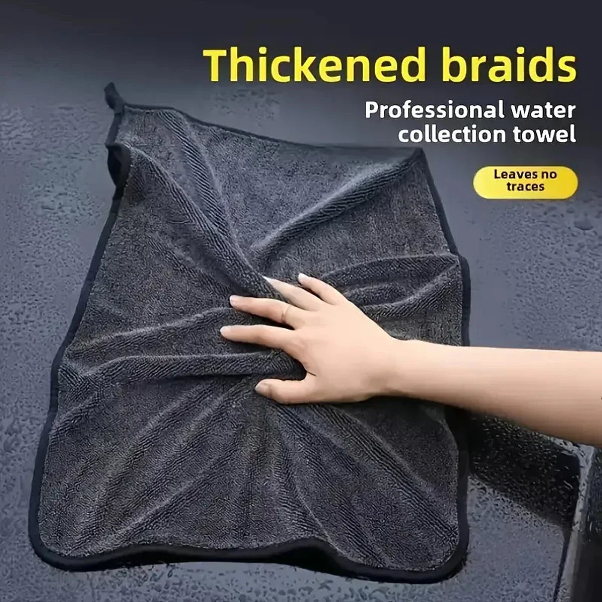 FAST Dark Gray Microfiber Car Towel | Oversized Strong Absorbent Wash Cloth