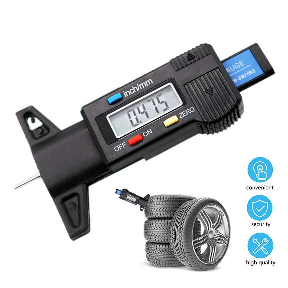 Digital Car Tyre Tread Depth Gauge | 0-25.4mm ABS Plastic Tire Wear Detection Tool