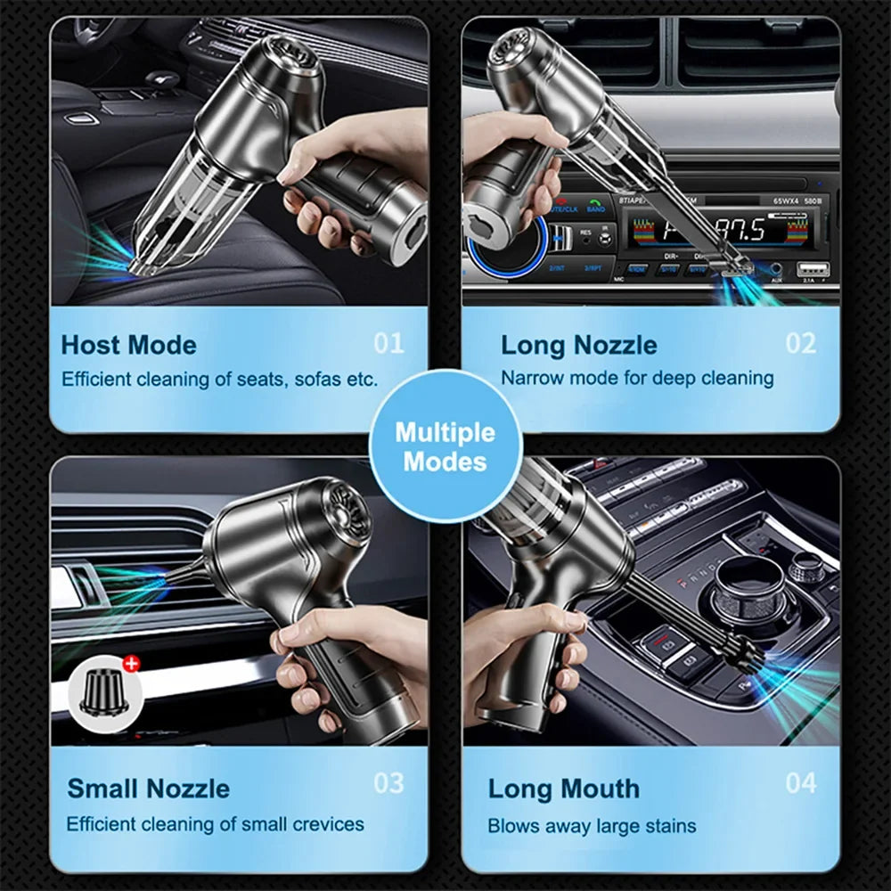 Wireless Car Vacuum Cleaner 95000PA | Cordless Handheld with Blower