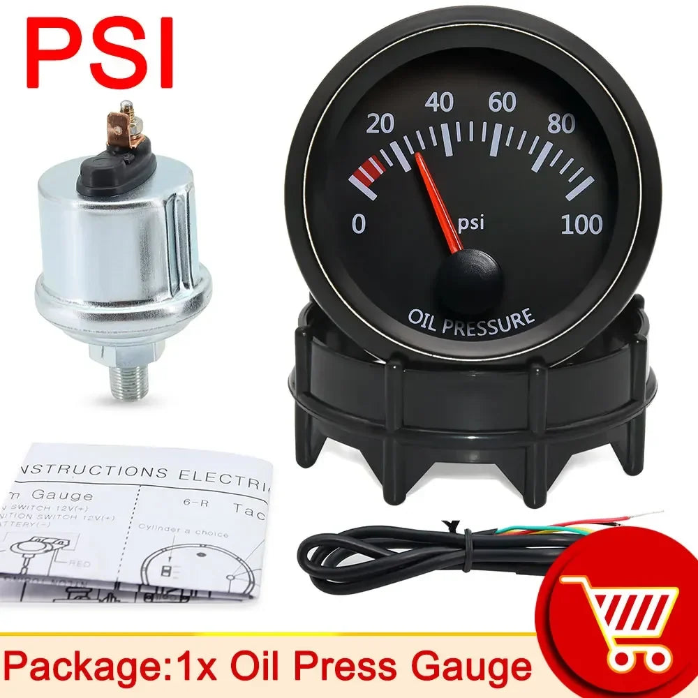 52mm Car Gauge Set | Water Temp Oil Temp Voltmeter Oil Pressure Boost Gauge