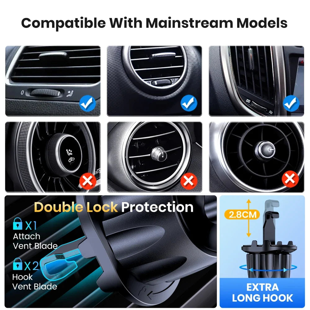 Magnetic Car Phone Mount in Holder Air Vent Magnetic | 6 N52 Magnets Universal Mobile Phone Holders for iPhone 15