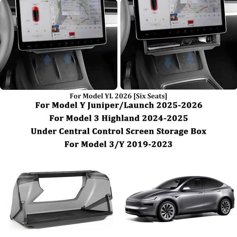 Center Console Screen Under Storage Box | For Tesla Model YL/3/Y Juniper 2019-2026