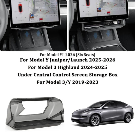 Center Console Screen Under Storage Box | For Tesla Model YL/3/Y Juniper 2019-2026
