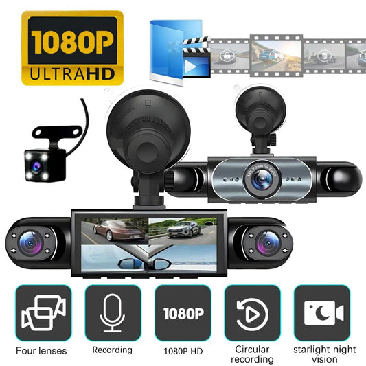4-Channel 360° Dash Cam | 1080P, Night Vision, G-Sensor, Parking Monitor