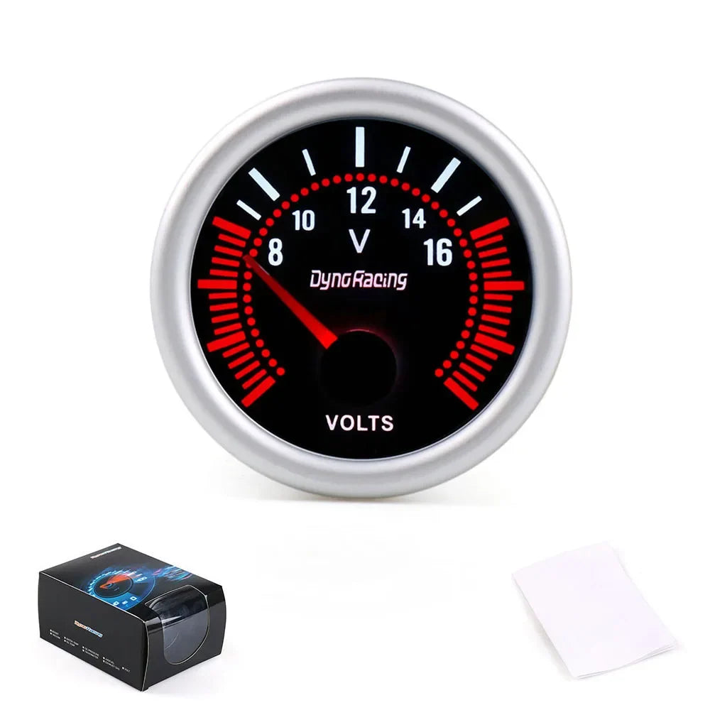 White LED Voltmeter 8-16V | 52mm Universal Car Voltage Gauge Smoke Lens