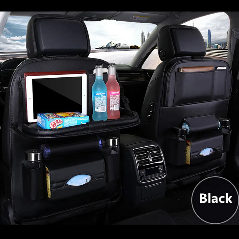 Car Seat Back Organizer with Foldable Table Tray
