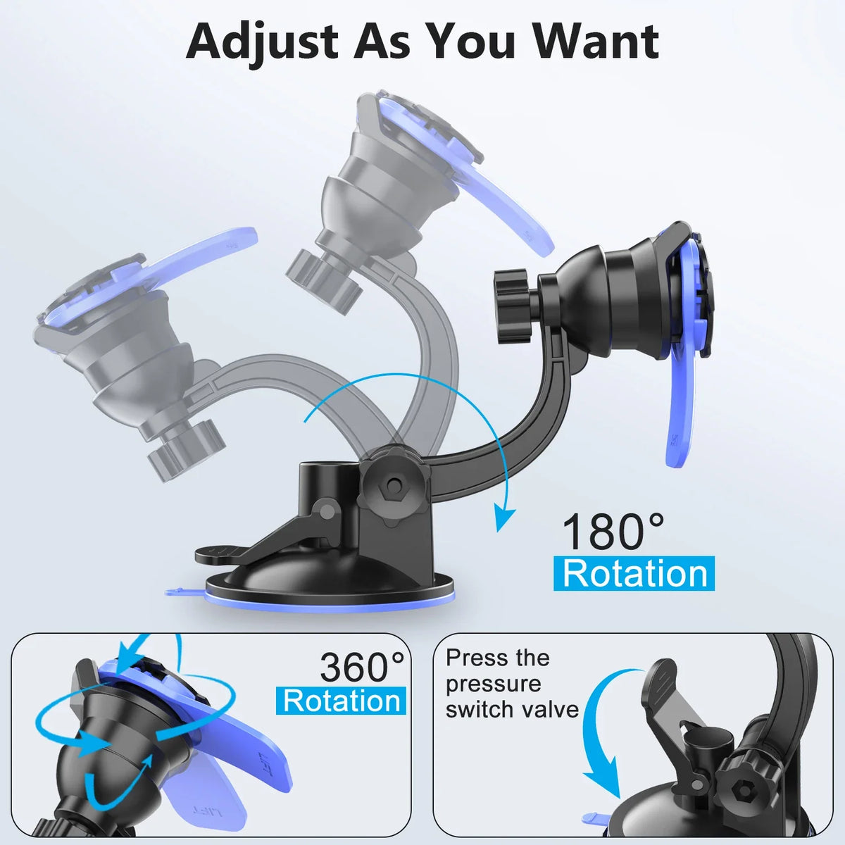 Universal Car Phone Mount | Dashboard and Windshield Holder with 360° Rotation