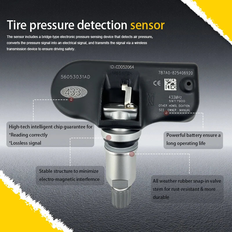 433MHz TPMS Tire Pressure Sensor | Replacement for Dodge Journey Jeep Compass Chrysler 300C