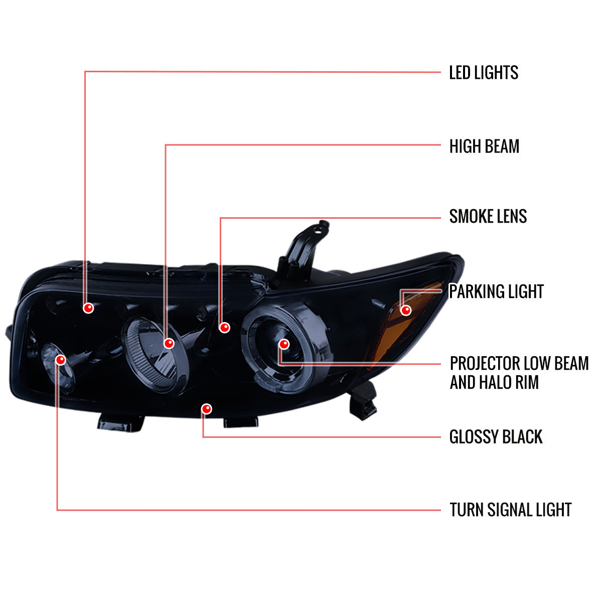 Spec-D 08-10 Scion xB Halo Projector Headlights Smoked