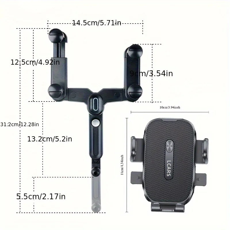Rearview Mirror Phone Car Mount, Extendable 360-Degree Adjustable Bracket
