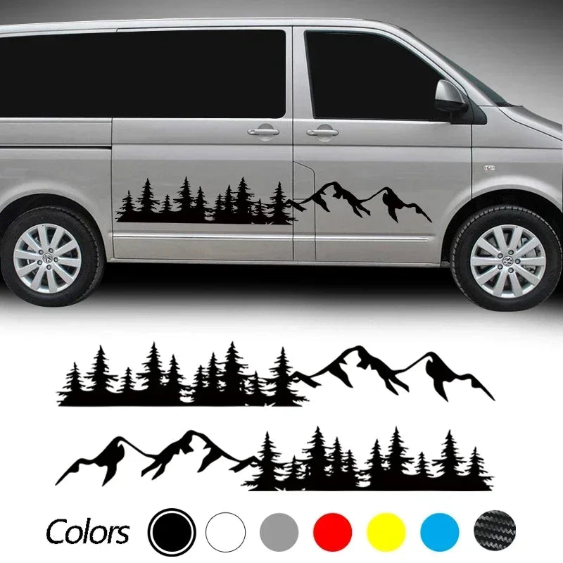 Mountain Forest Car Decals, Waterproof PVC, 2 Pack
