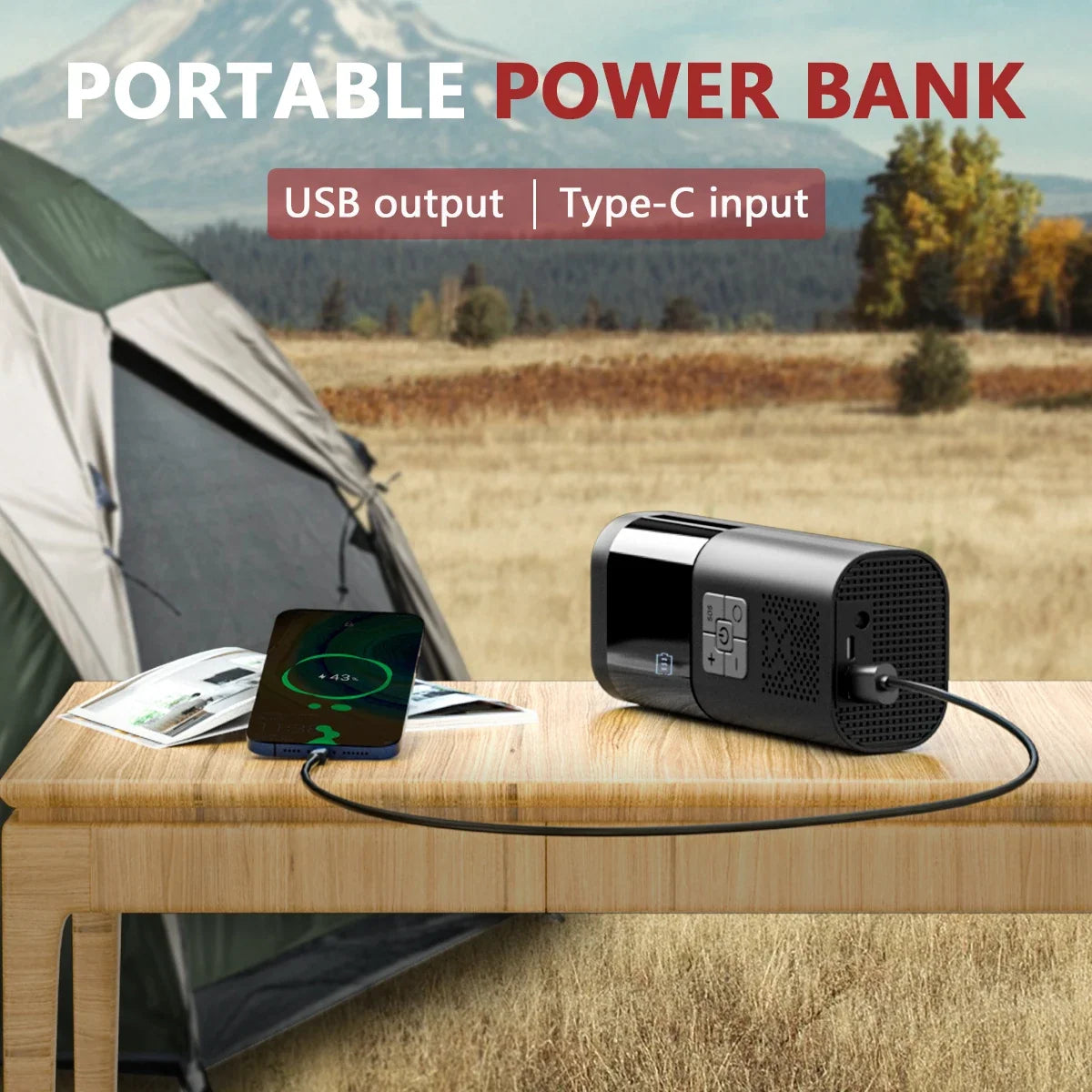 Cordless Car Air Pump | Portable Tire Inflator with LED Light and Power Bank