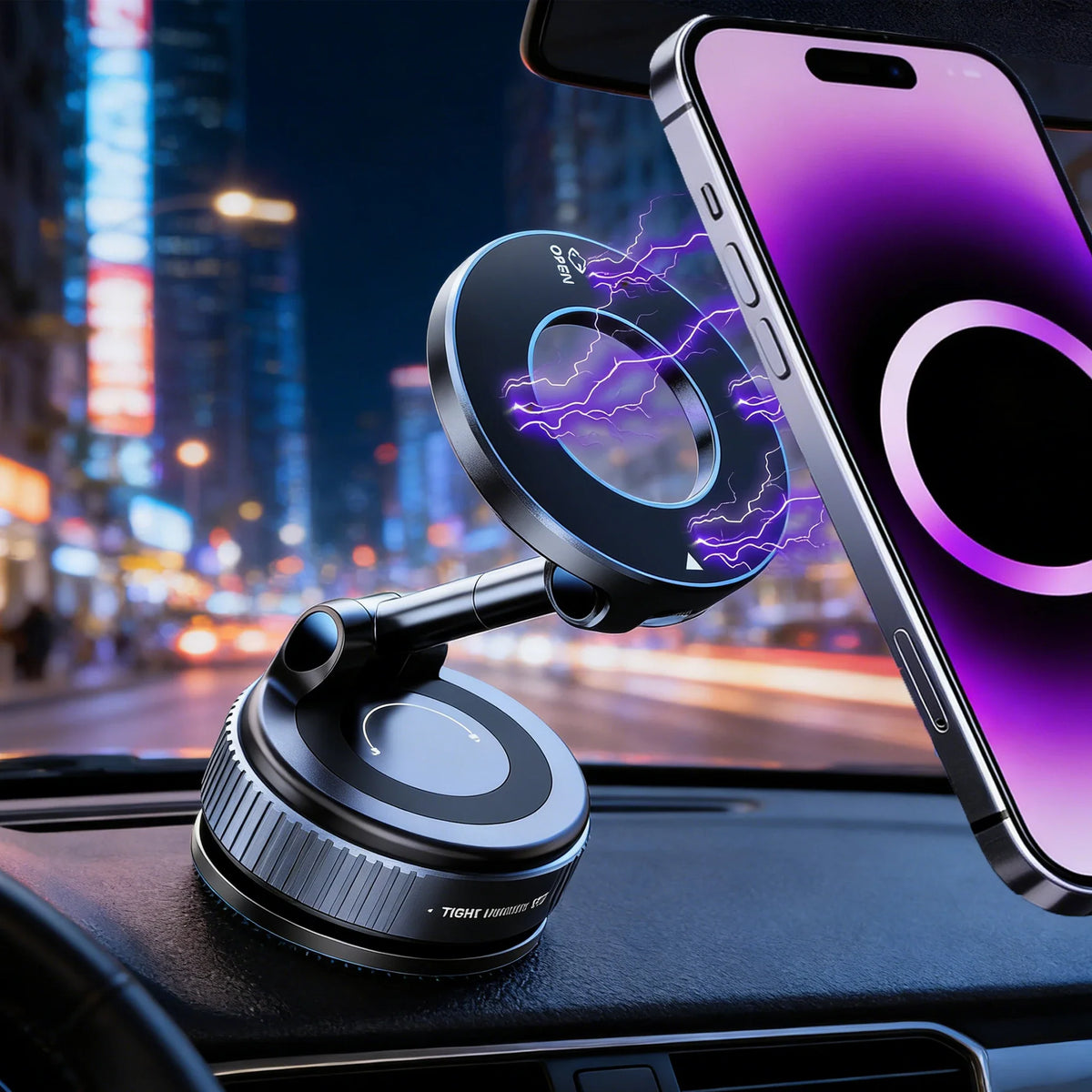 Strong Magnetic Car Phone Holder | Foldable 360 Vacuum Suction Mount